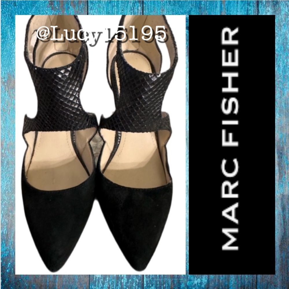 ❤️Mark Fisher Nonsi Black Suede & Faux Skin Heels